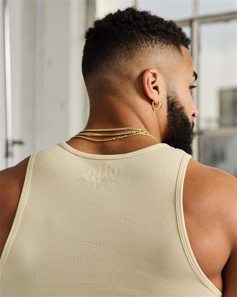 Logo Customized Mens Summer Fitness Fashion Solid Color Sports Vest S-3XL