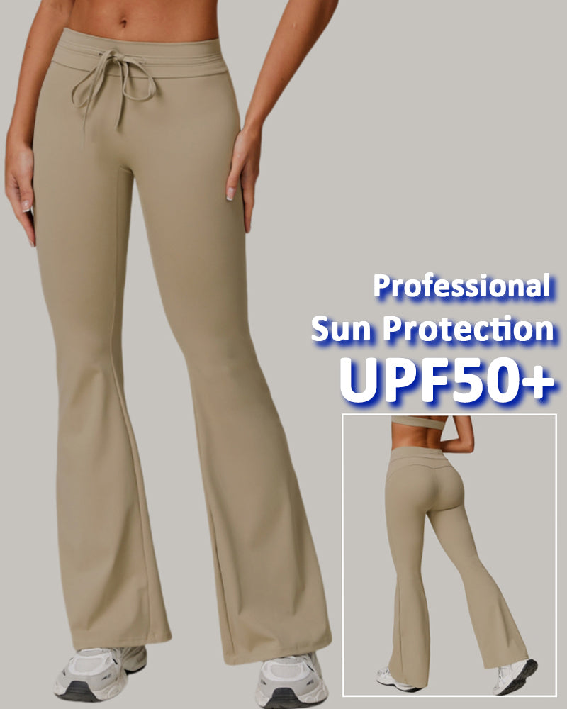 OEM Women Sun Protection Wide Leg High Waist Breathable Sports Pants S-XL