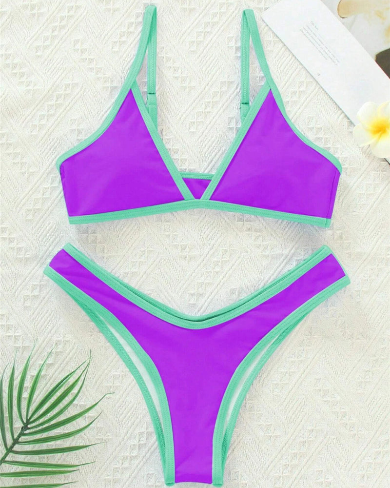 Solid Color Women Sporty Bikini Set S-L