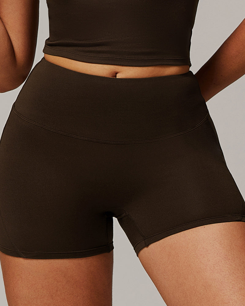 Wholesale Customize Add Logo Solid Color High Waist Sports Fitness Shorts S-XL
