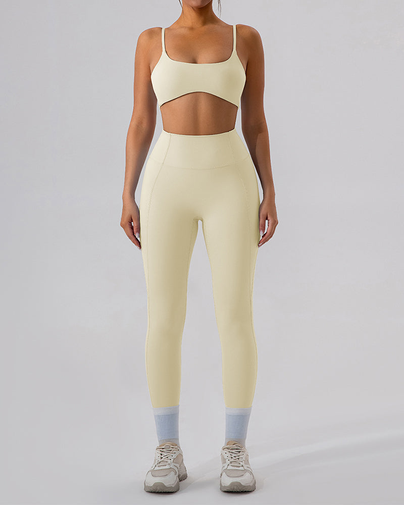 Women Quick Dry Slim Running Bra High Waist Sports Sets Outdoor Wear Two Pieces Sets S-XL