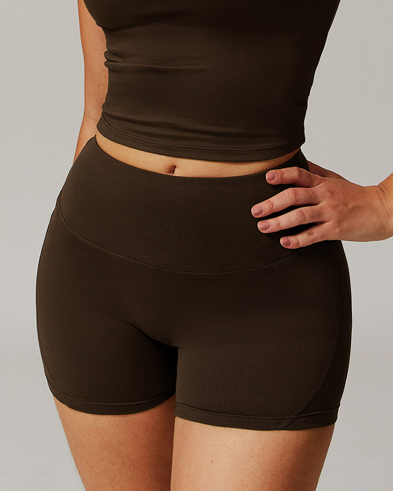Wholesale Customize Add Logo Solid Color High Waist Sports Fitness Shorts S-XL