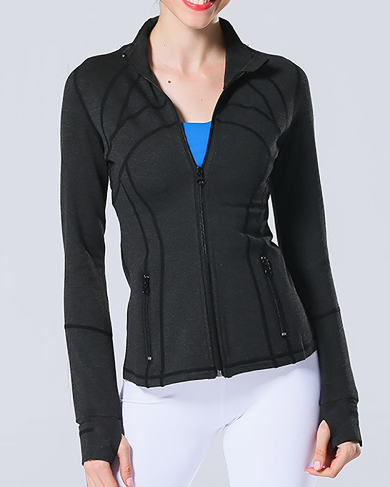 Long Sleeve Patchwork Slim Sports Running Jacket 2-12