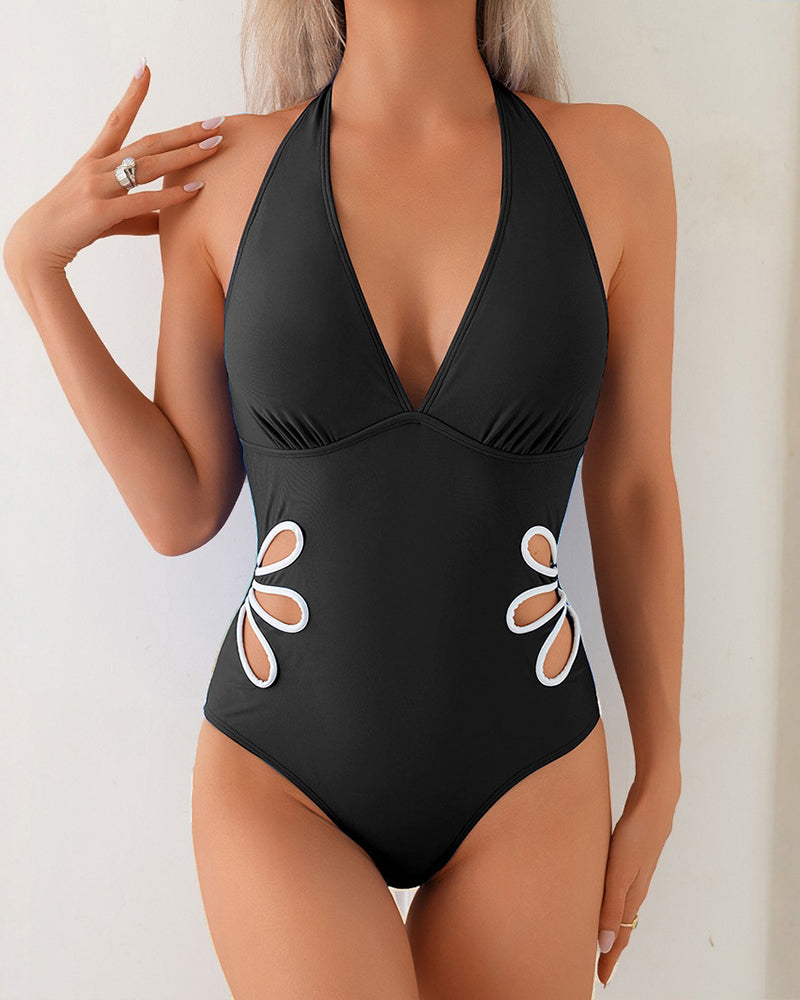 Deep V-neck Women Wholesale New One Piece Swimsuit S-XL
