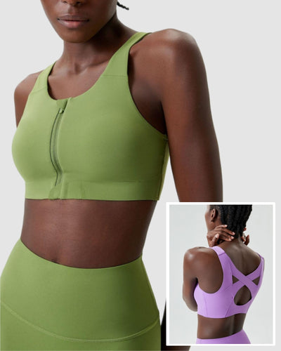 Wholesale Zipper Front High Protect Fixed Bra Yoga Fintess Bra S-XL