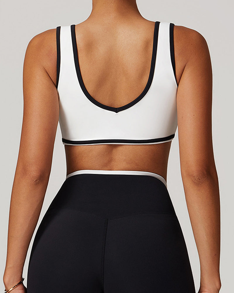 OEM Customized Women Colorblock V Neck Sports Yoga Bra S-XL