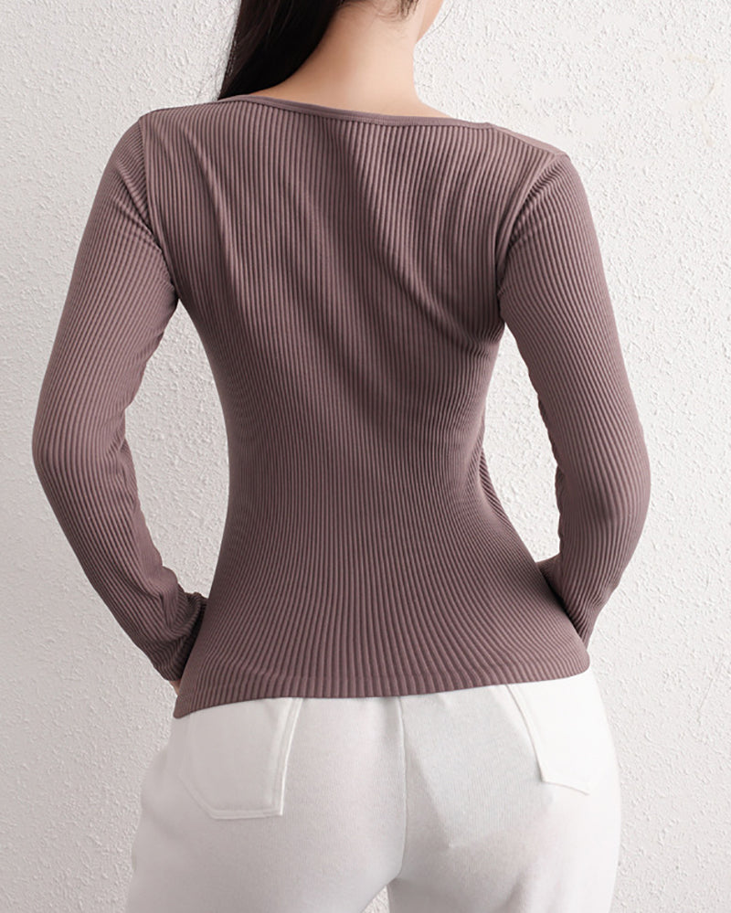 Women Long Sleeve Double Zipper Quick Drying Training Top S-L