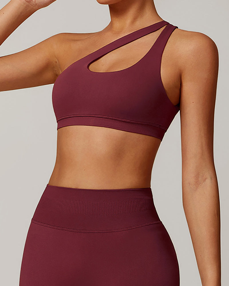 Women Hollow Out Slash Neck Quick Drying Running Yoga Bra S-XL