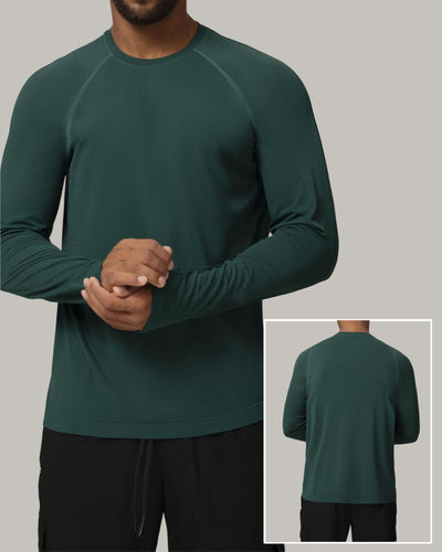 Seamless Men's OEM Customize Quickly Drying Breathable Casual Sports Long Sleeve T-shirt S-2XL