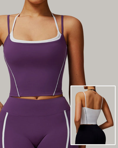 Wholesale Colorblock Halter Neck Running GYM Women Sports Sling Vest S-XL