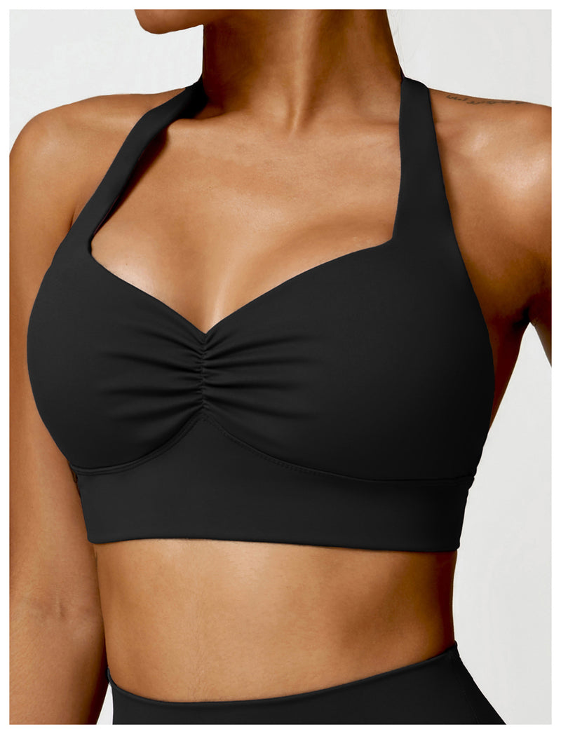 OEM Factory Add Logo Quickly Dry Halter Neck Fitness Sports Bra S-XL