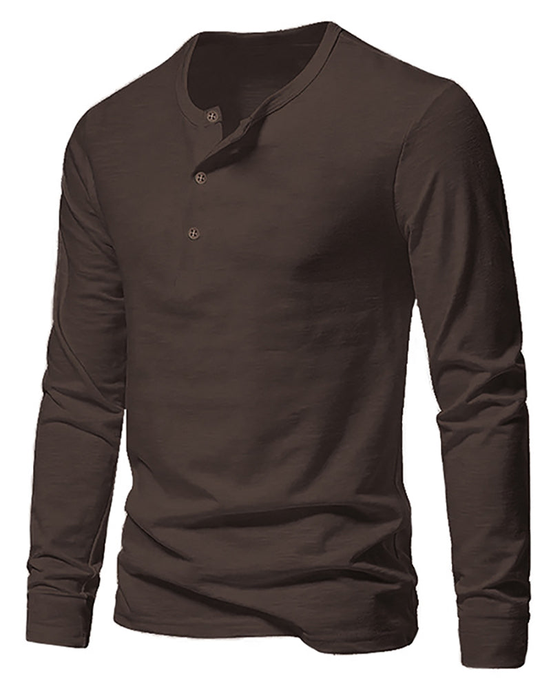 Button Neck Long Sleeve Sweatshirt S-3XL