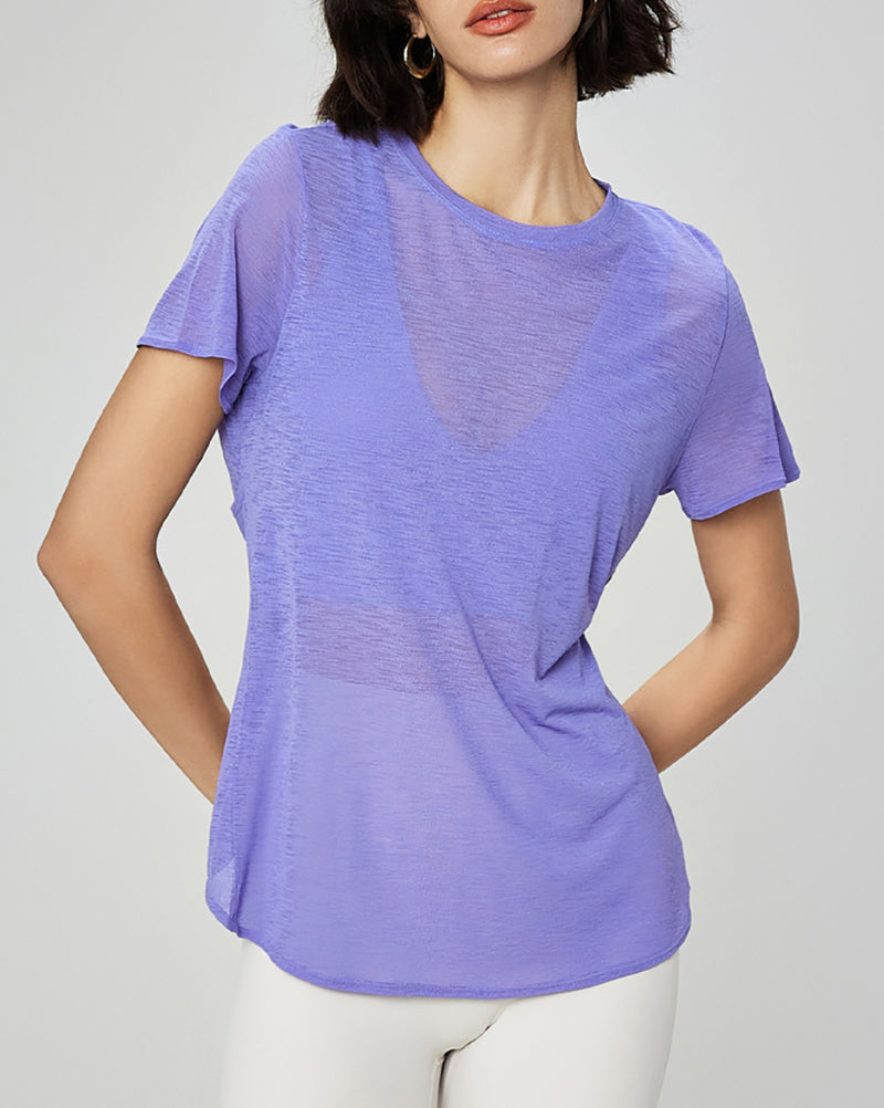 Logo Customized Breathable Short Sleeve Hollow Out Back Yoga Women T-shirt 4-8