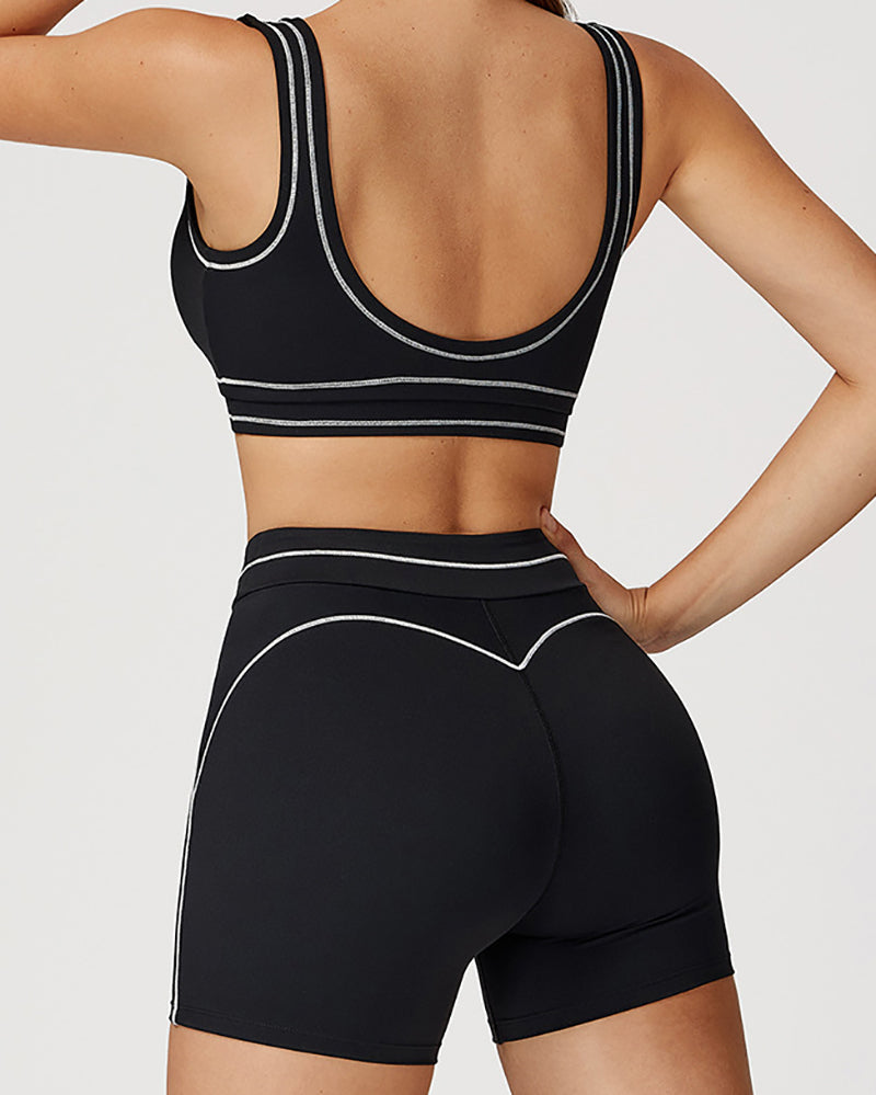 Women Logo Add Colorblock Yoga Bottom Mini Tight Shorts S-XL