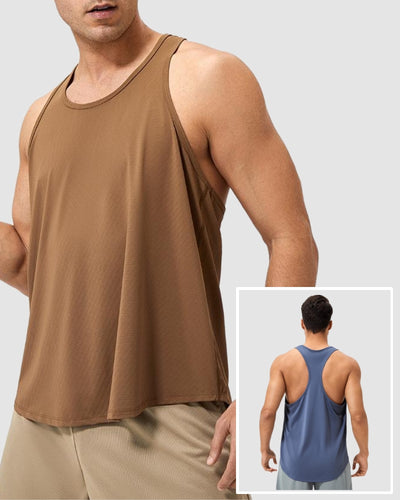 Men's Loose Fitness Crew Neck Running Quickly Drying Breathable Vest S-2XL