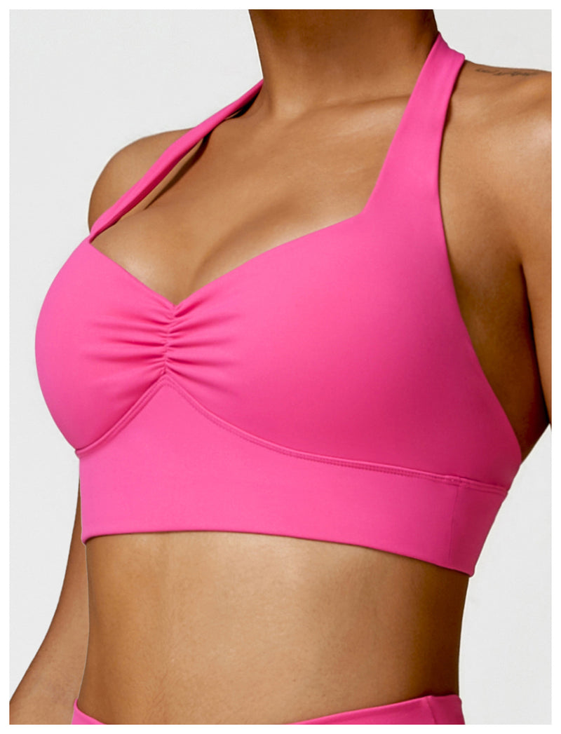 OEM Factory Add Logo Quickly Dry Halter Neck Fitness Sports Bra S-XL
