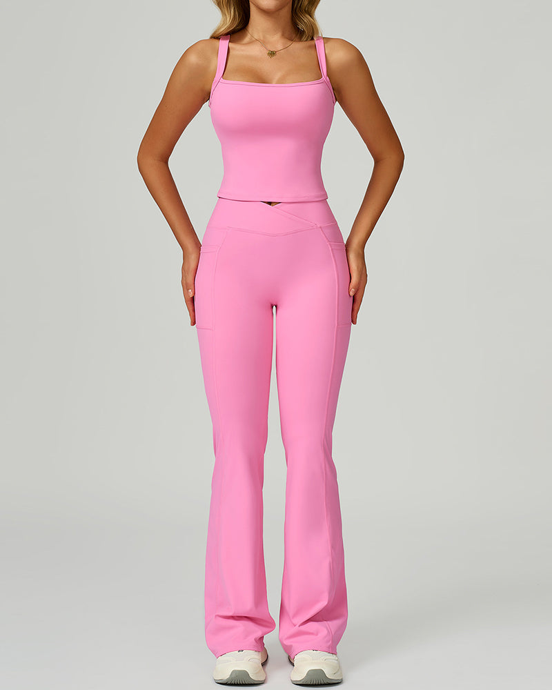 Women China Factory Vest Wide Leg Pants Yoga Two-piece Sets S-XL