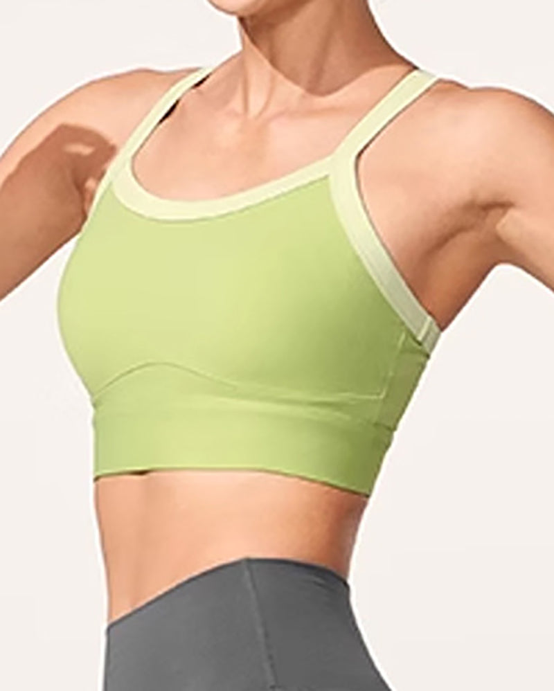 Woman Breathbale Colorblock High Protect Fitness Sports Bra S-XL