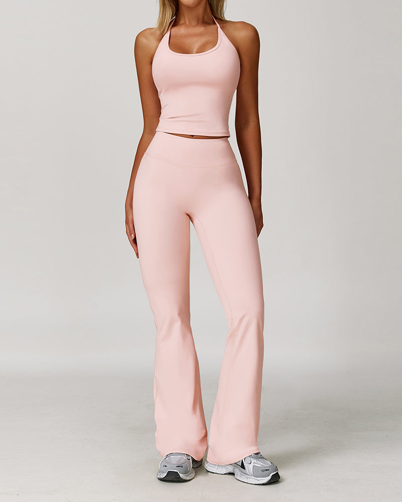 OEM Women Vest And Wide Leg Pants Sports Yoga Two-piece Sets S-XL