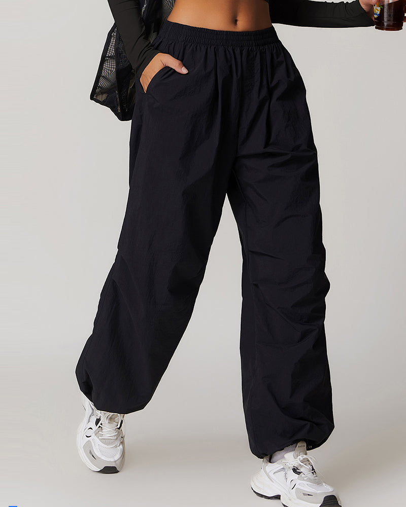 Outdoor Light Weight Breathable Sports Wide Leg Pants Running Pants S-XL