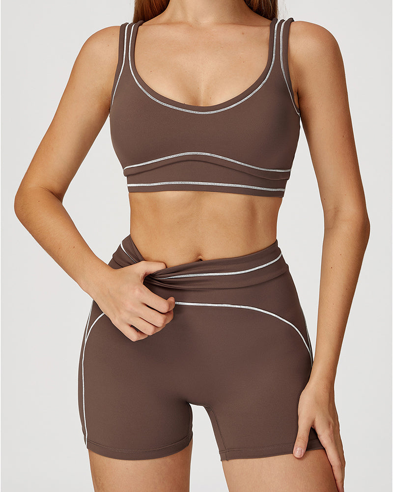 Women Logo Add Colorblock Yoga Bottom Mini Tight Shorts S-XL