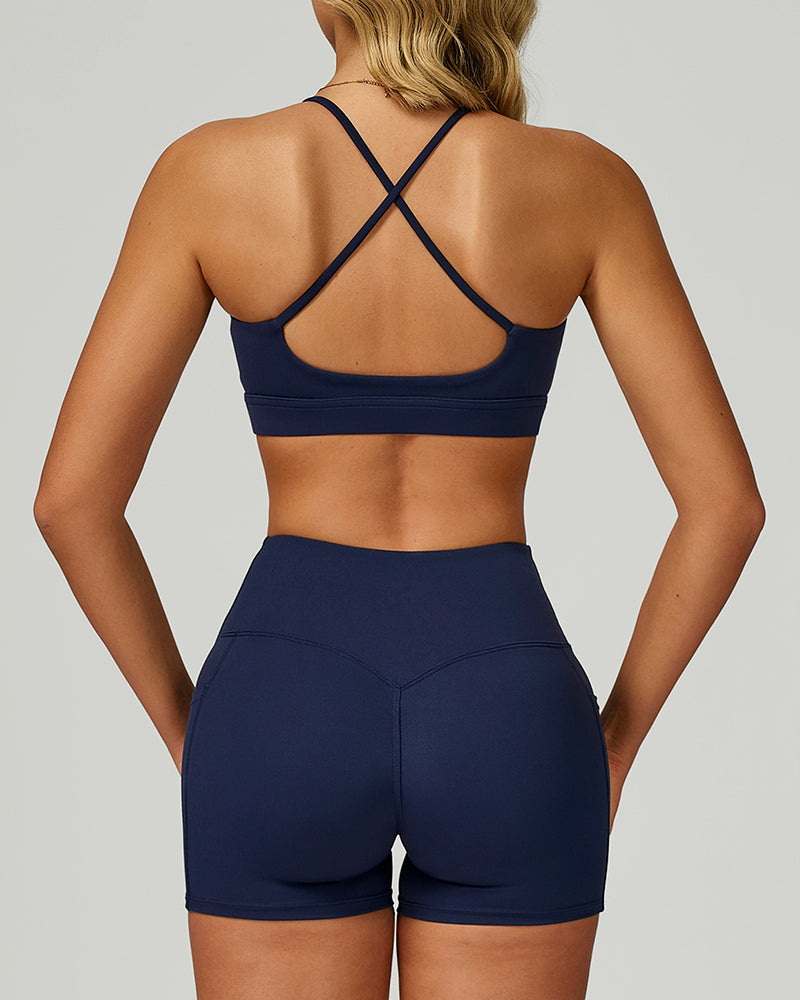 Women Customized Logo Criss Cross Sling Running Fitness Sports Bra Black Red Coffee Blue Pink S-XL