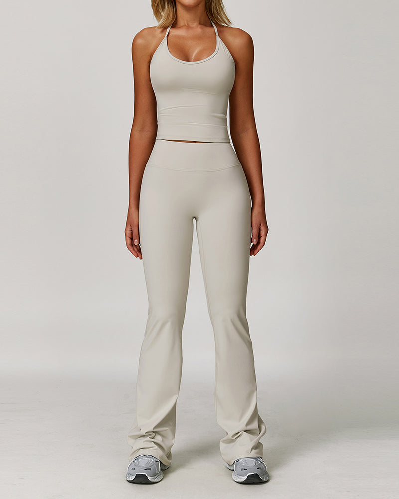 OEM Women Vest And Wide Leg Pants Sports Yoga Two-piece Sets S-XL