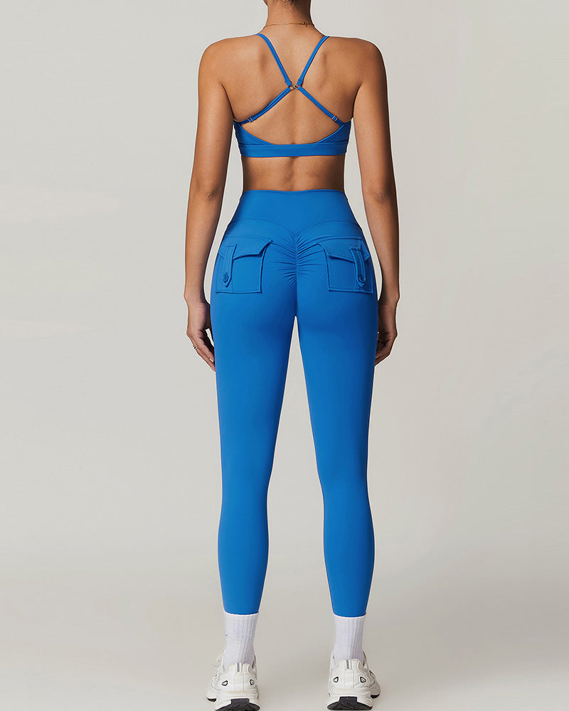 Wholesale Sling Sports Bra High Waist Leggings Sports Two Piece Sets S-XL