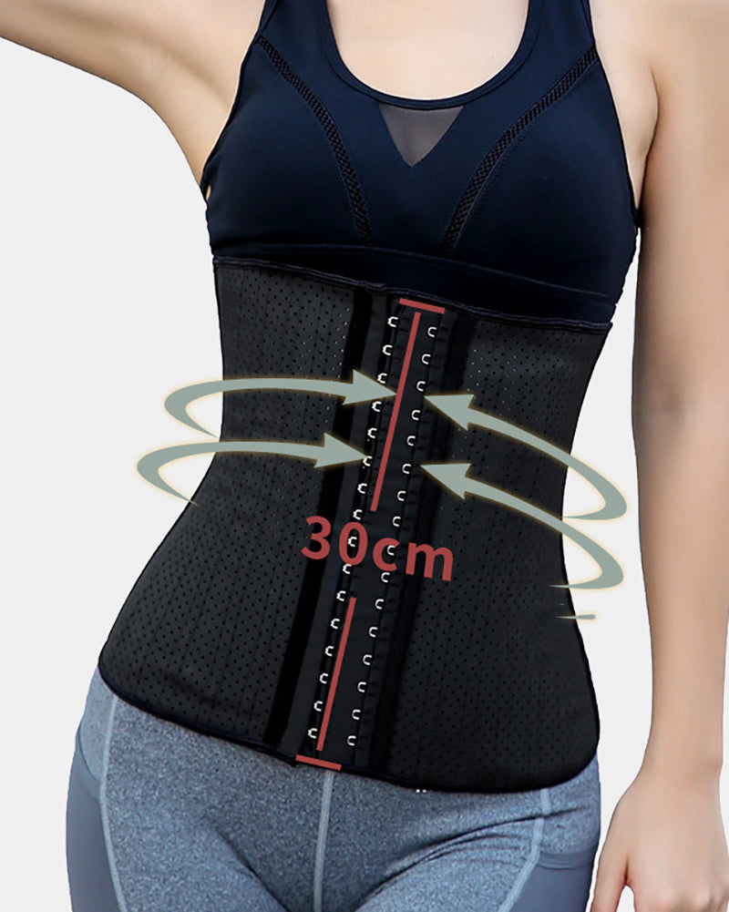 25 Steel Frame Waist Belt For Sports Fitness Breathable Rubber Corset Black Skin XS-6XL