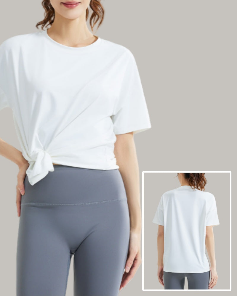 Wholesale Price Women Short Sleeve O-Neck Side Slit T-shirt S-2XL