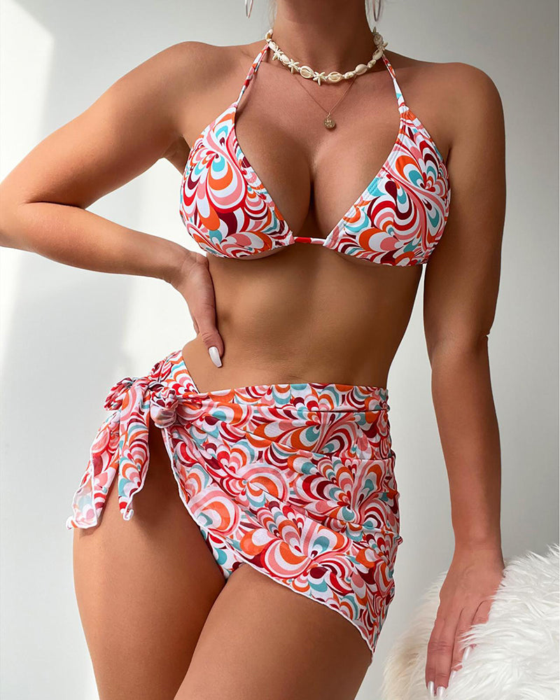 3PCS Set Floral Printed Bikini Set S-XL