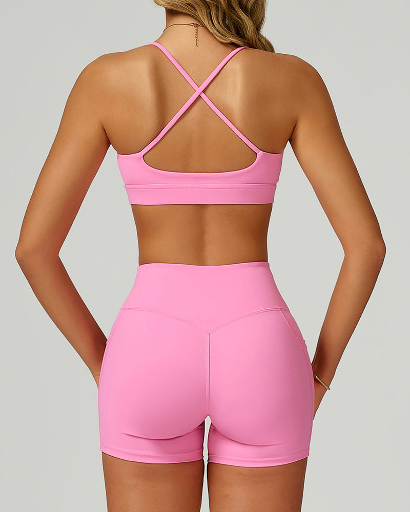 Women Customized Logo Criss Cross Sling Running Fitness Sports Bra Black Red Coffee Blue Pink S-XL