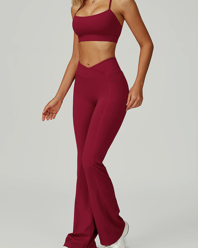 Women Criss High Waist Wide Leg Running Dancing Pilates Pants S-XL