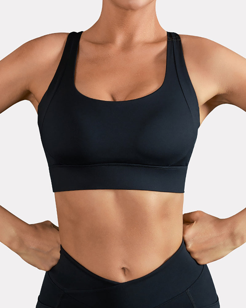 Women OEM Colorblock Crisscross Protect Yoga Sports Bra S-2XL