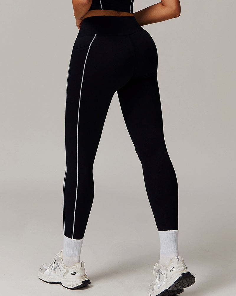 Factory Price High Quality Side Pocket Running Fitness Pants Leggings S-XL