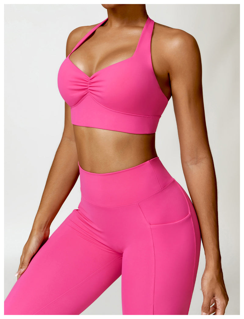 OEM Factory Add Logo Quickly Dry Halter Neck Fitness Sports Bra S-XL