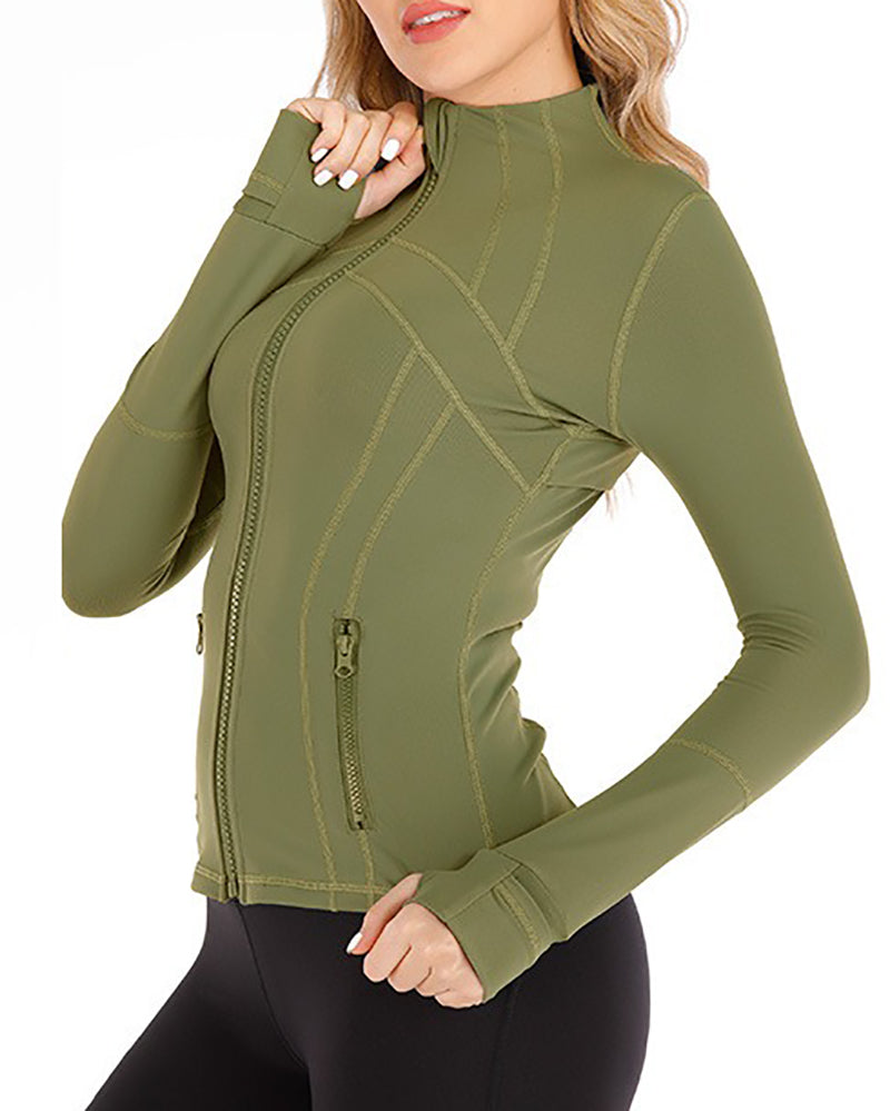 Long Sleeve Patchwork Slim Sports Running Jacket 2-12