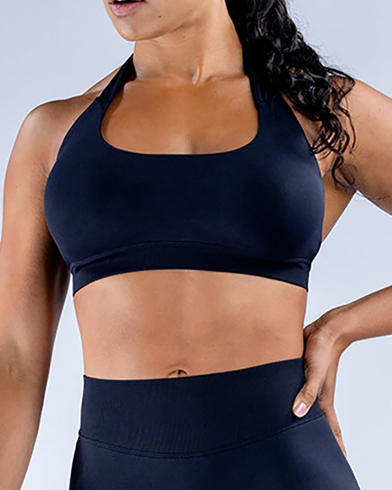 Wholesale Women Halter Neck Seamless Yoga Sports Bra XS-XL