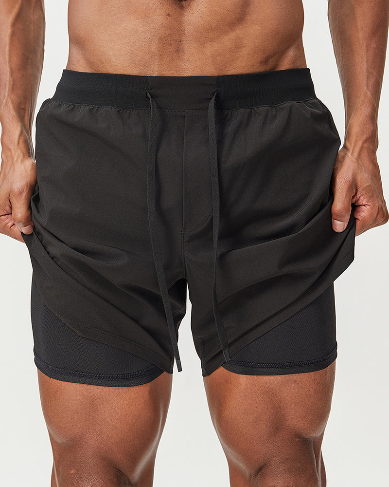 Lined Mens Running Sports Quick Drying Breathable Outdoor Fitness Shorts S-2XL