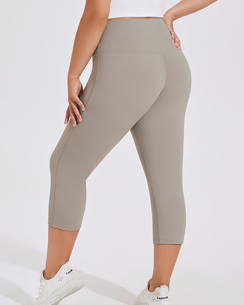 Women High Waist Plus Size Yoga Fitness Cropped Pants XL-4XL