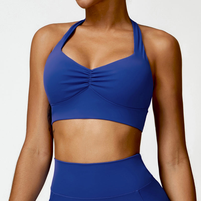 OEM Factory Add Logo Quickly Dry Halter Neck Fitness Sports Bra S-XL