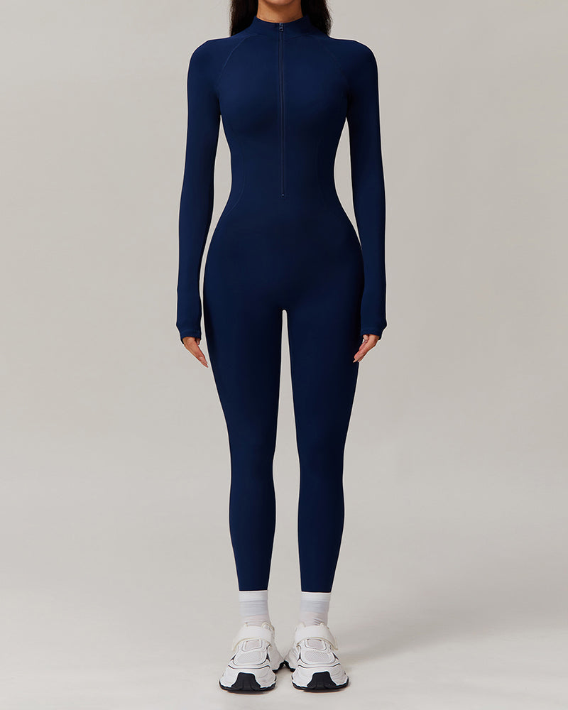 Factory Price OEM ODM Fleece Slim Outdoor Tight Warm Long Sleeve Sports Yoga Jumpsuit S-XL