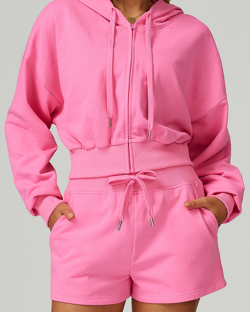 Women OEM Customize Long Sleeve Hoodies Zipper Coat Black Red Coffee Blue Pink S-XL