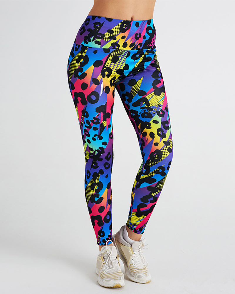 Women Colorful Leopard Printed Slim Sports Pants Leggings S-2XL