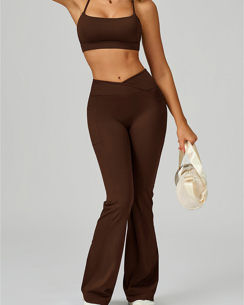 Women Criss High Waist Wide Leg Running Dancing Pilates Pants S-XL