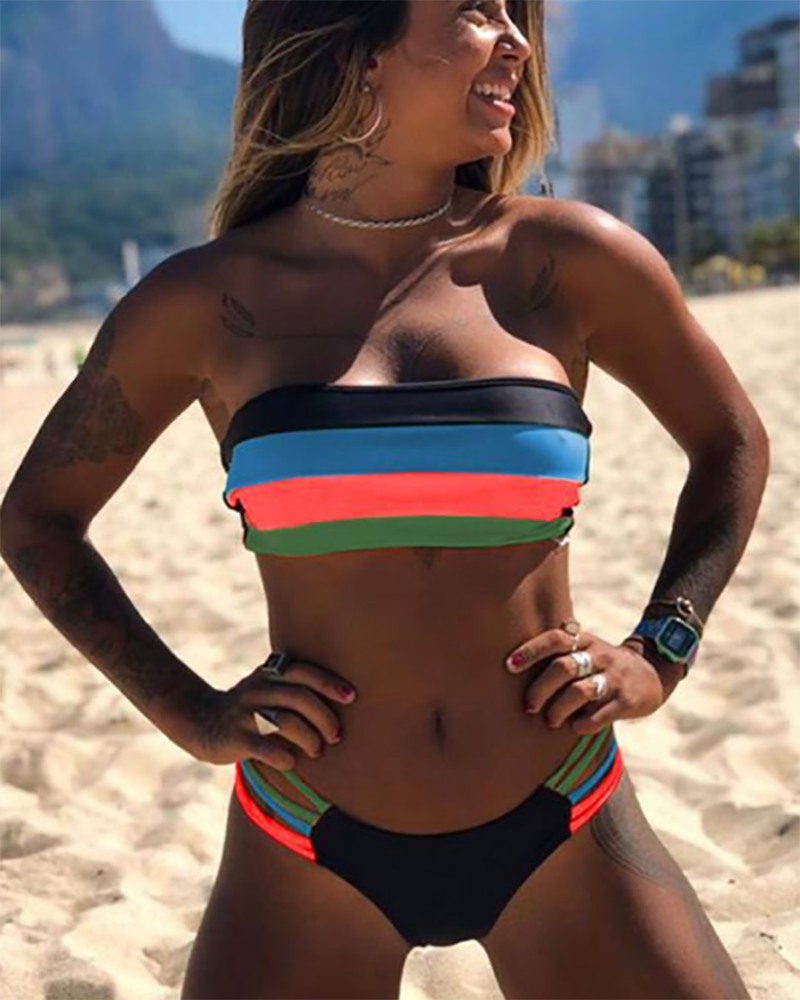 Popular Women Stripe Colorful Bikini S-XL