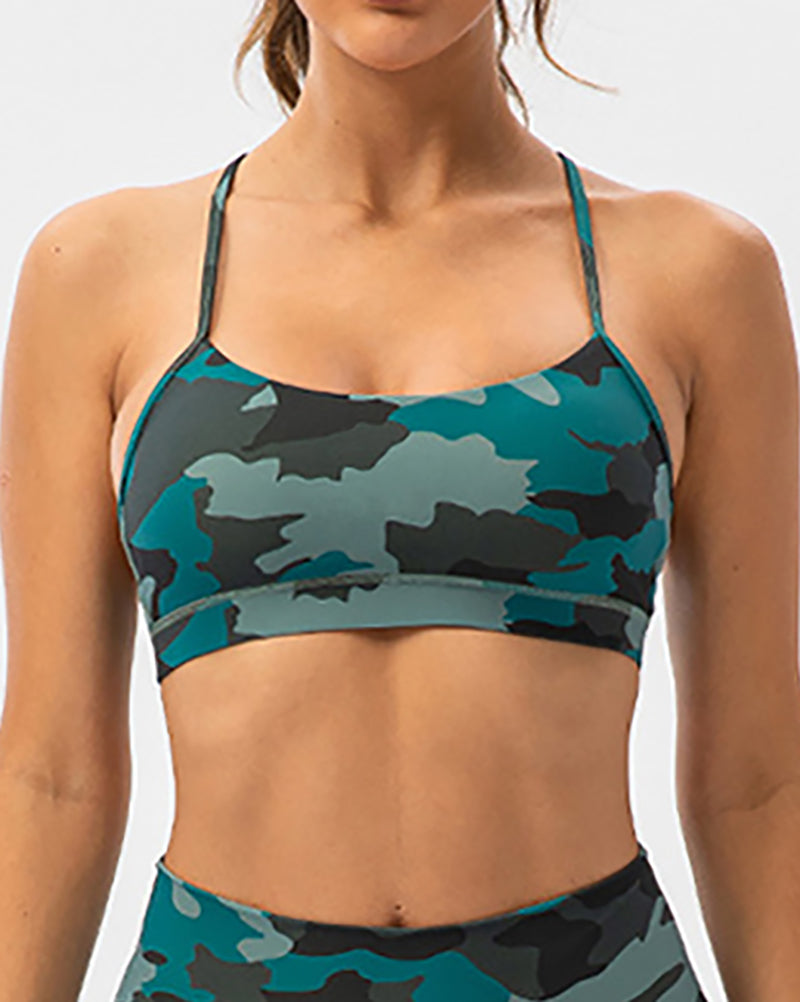 Woman Sling Summer Sports Camo Printed Bra S-2XL