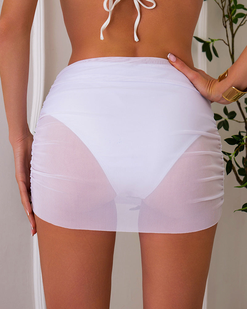 Mesh See Through Women Beach Skirt include the G-String