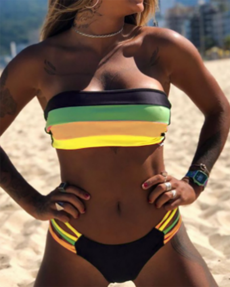 Popular Women Stripe Colorful Bikini S-XL