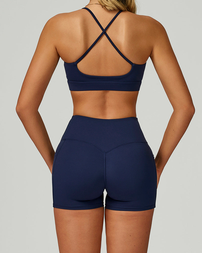 Customize Fitness Women Sports Sling Bra Shorts Yoga Two-piece Sets S-XL